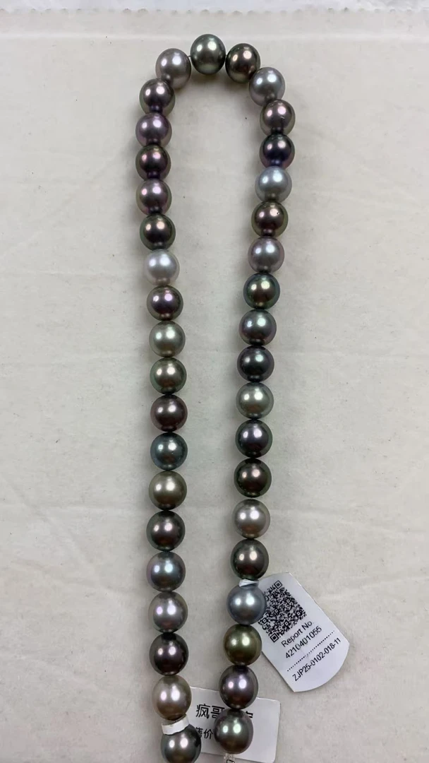 海水大溪地莫兰迪混彩带吉尔德大证，10-11mm,18k