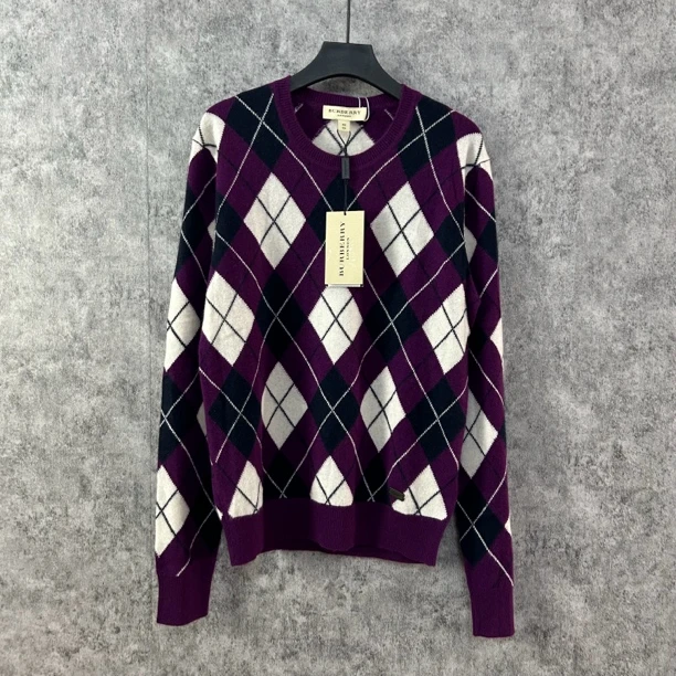 未使用 BURBERRY/博柏利 Burberry紫色格纹羊绒毛衣