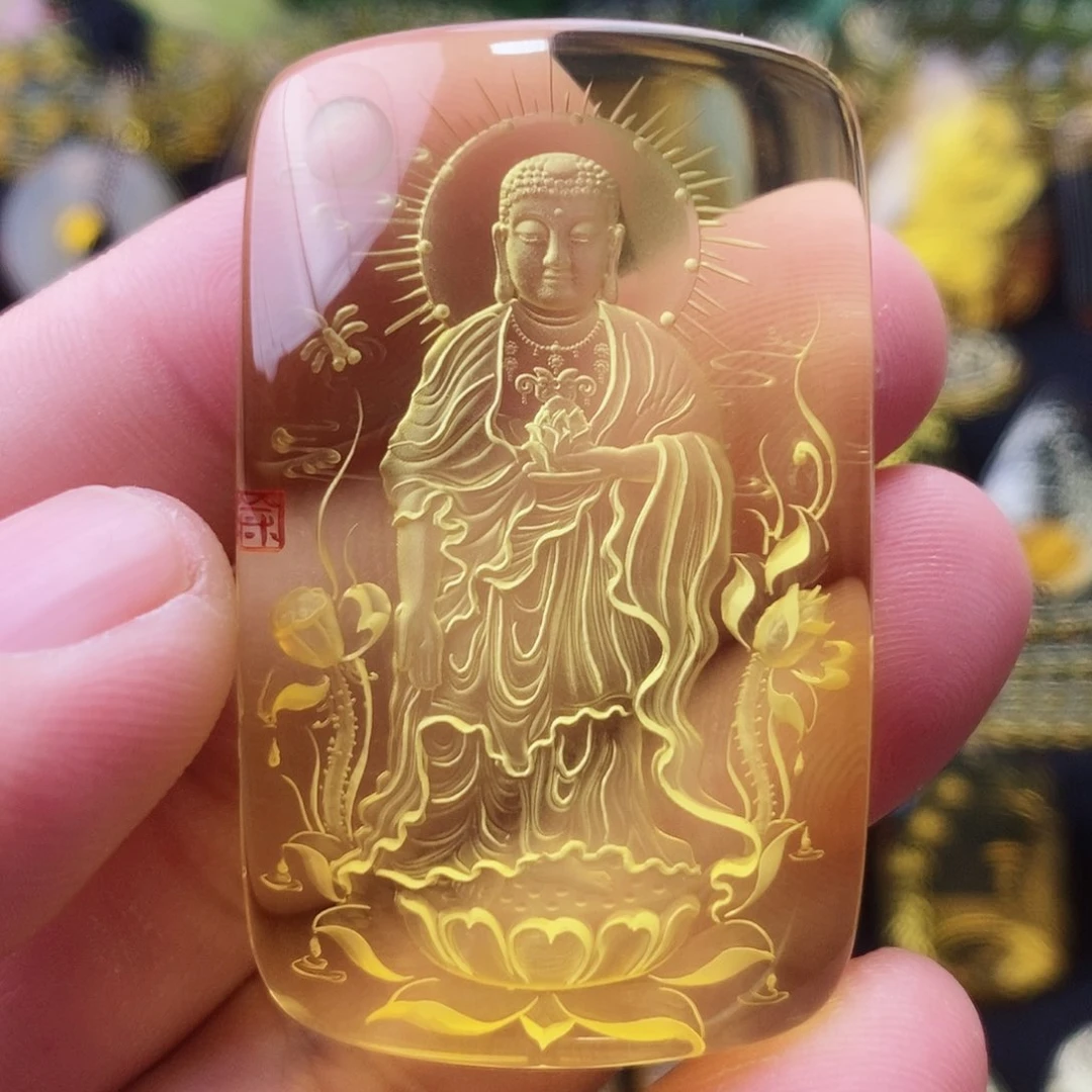 【闪购商品】金珀颈饰未镶嵌琥珀阴雕