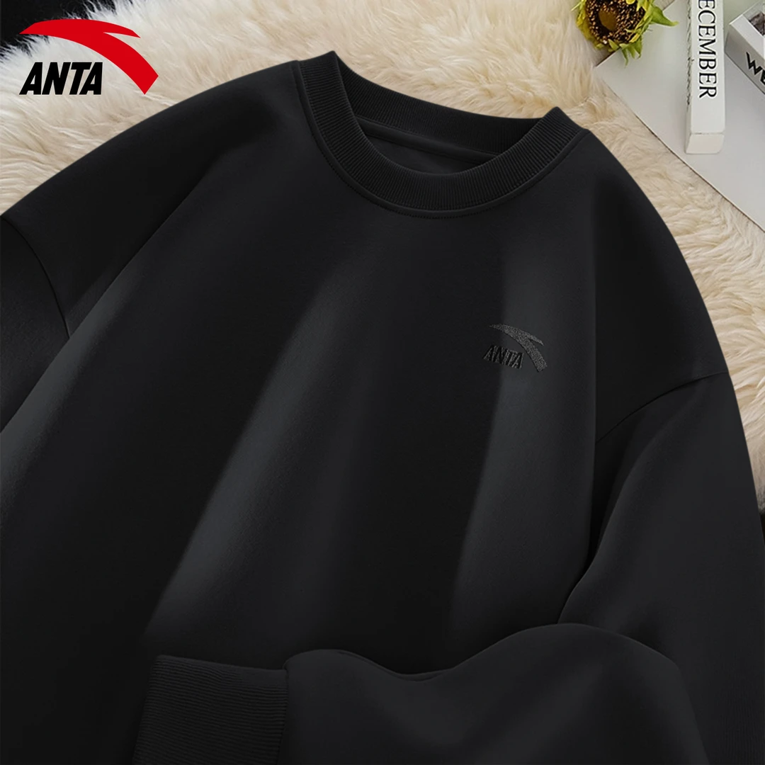 安踏运动卫衣男士圆领宽松休闲长袖冬季2025新款青少年百搭打底衫