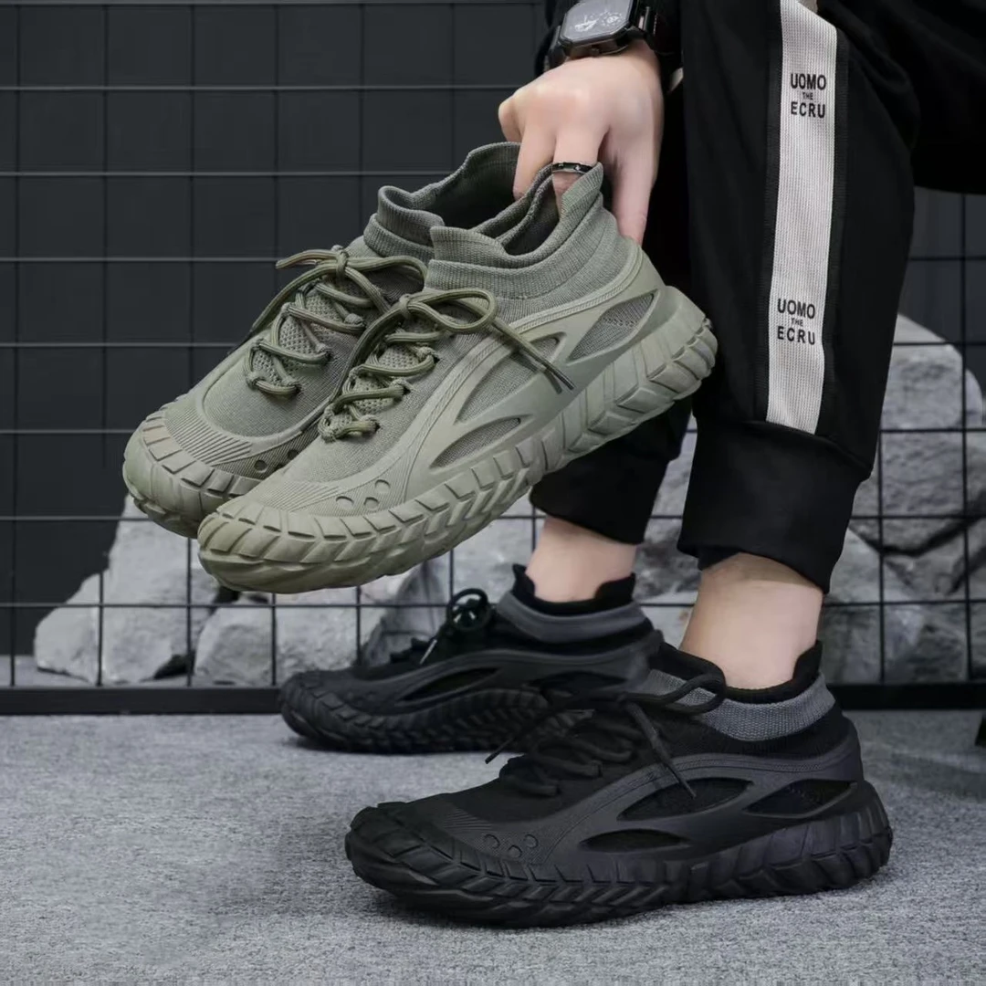 2025春夏新款潮流男士飞织休闲鞋透气舒适软底运动休闲户外跑步鞋