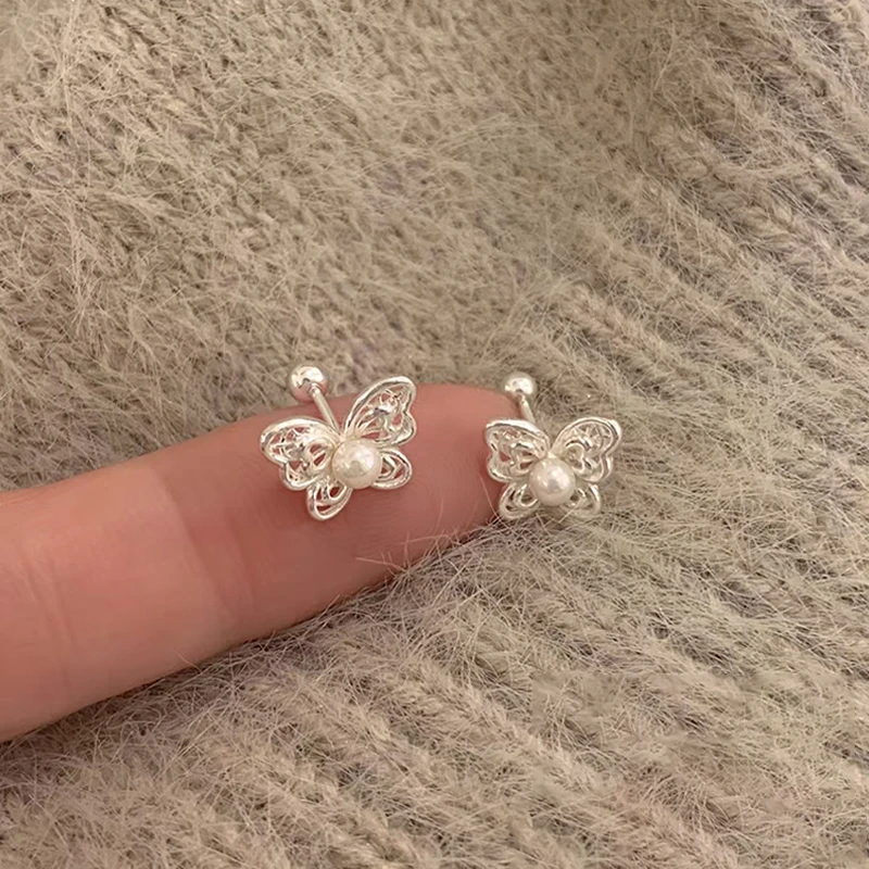 精致甜美缕空蝴蝶耳钉女2025年新款简约温柔小众时尚气质百搭耳环