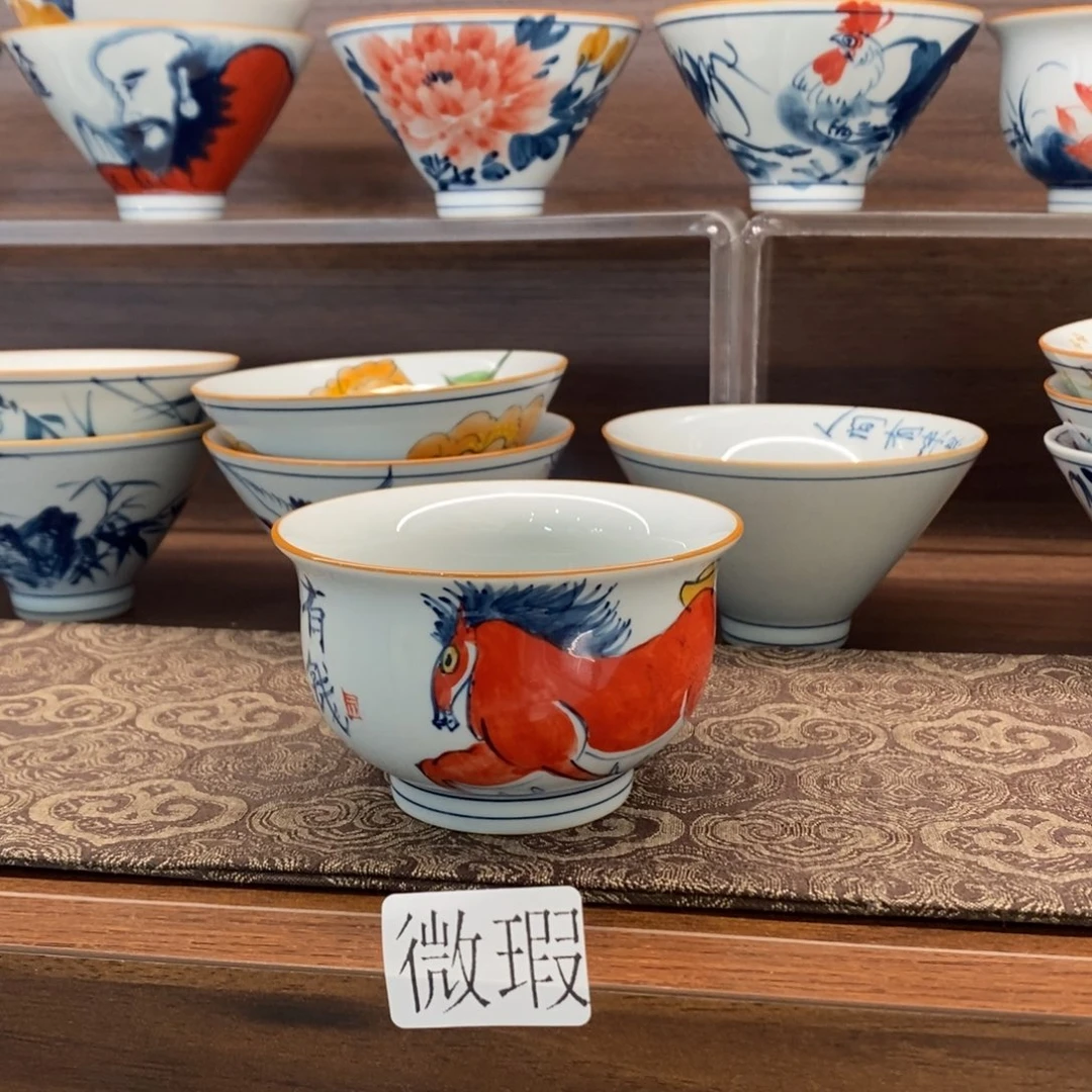 釉下彩老陶泥手工绘制