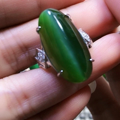 和田玉银S925镶嵌戒指