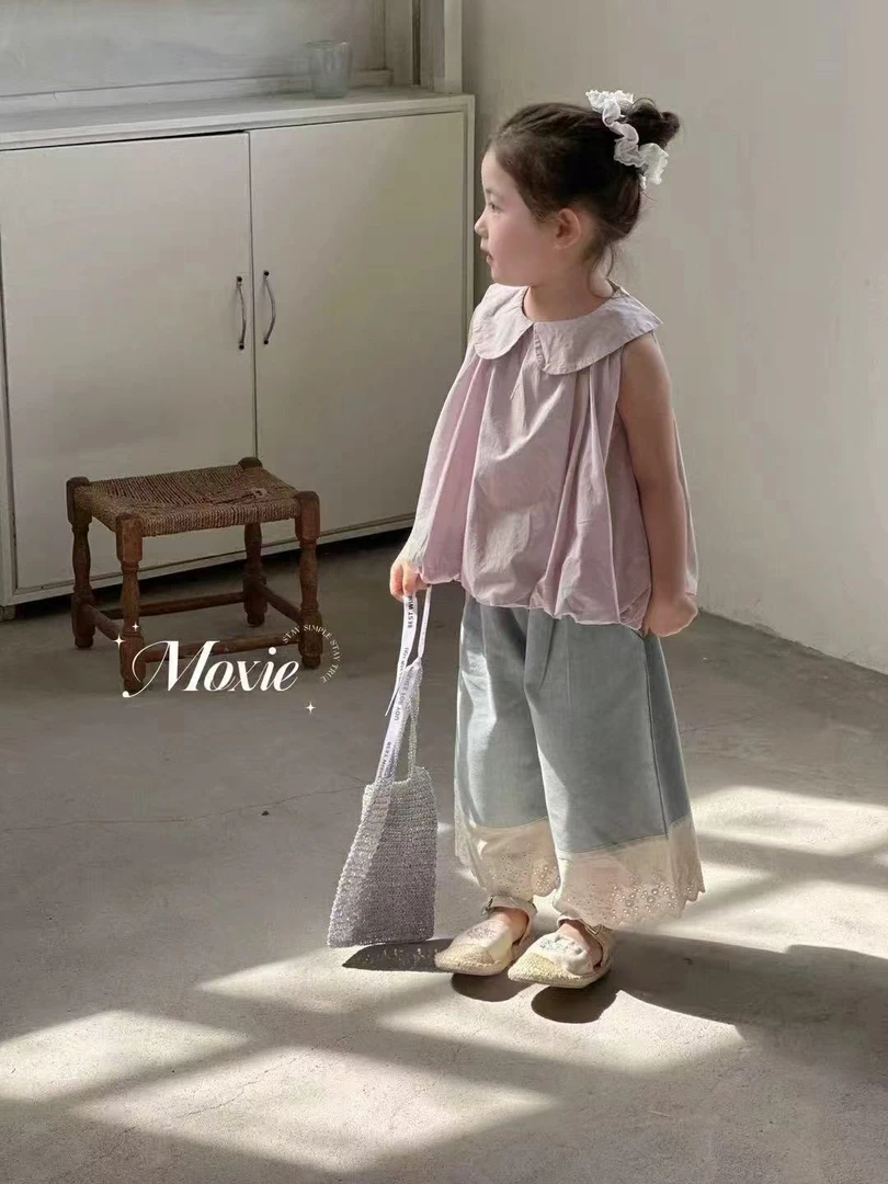 （直播下单拍）薄款夏季韩版田园风套头套装休闲女宝衬衫韩系