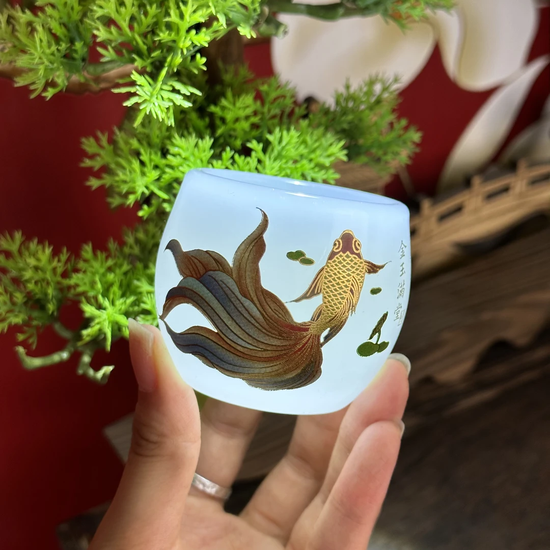 当代 变色金鱼（金玉满堂）-琉璃鼓杯 ZH907