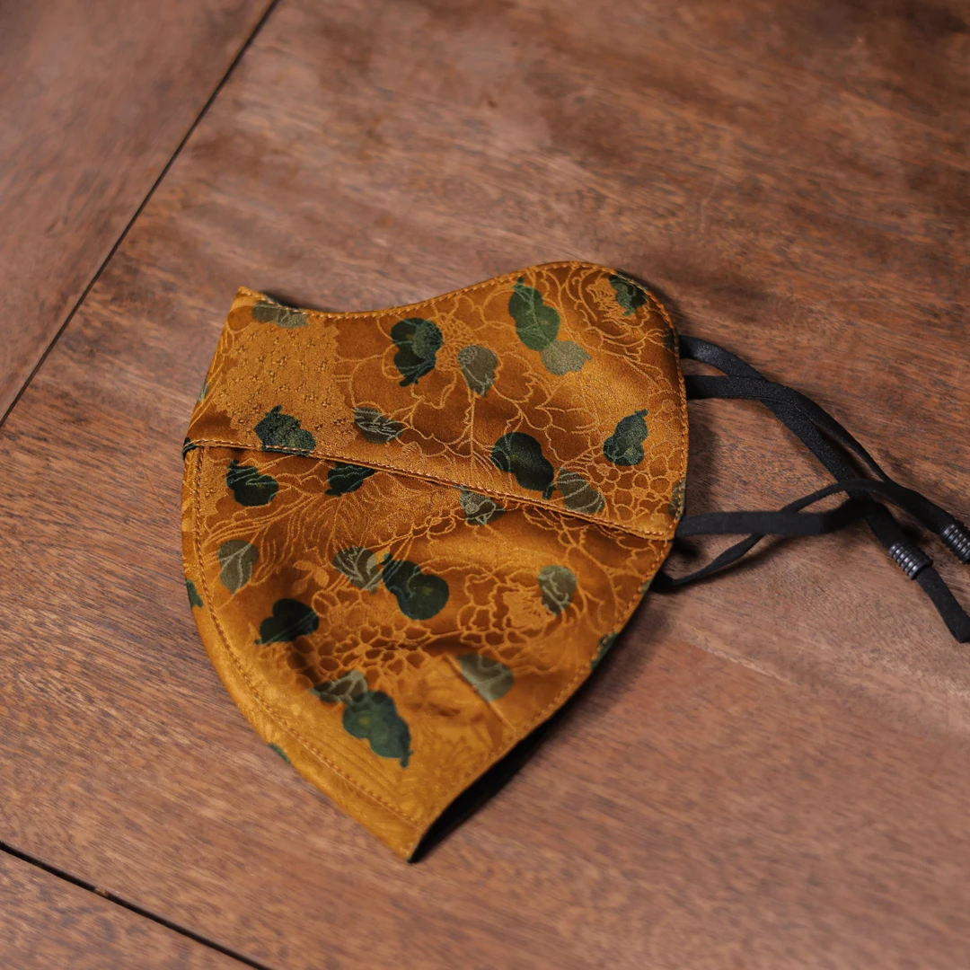 阿茶【福气满满】真丝红云纱口罩（慢蓝S1204）