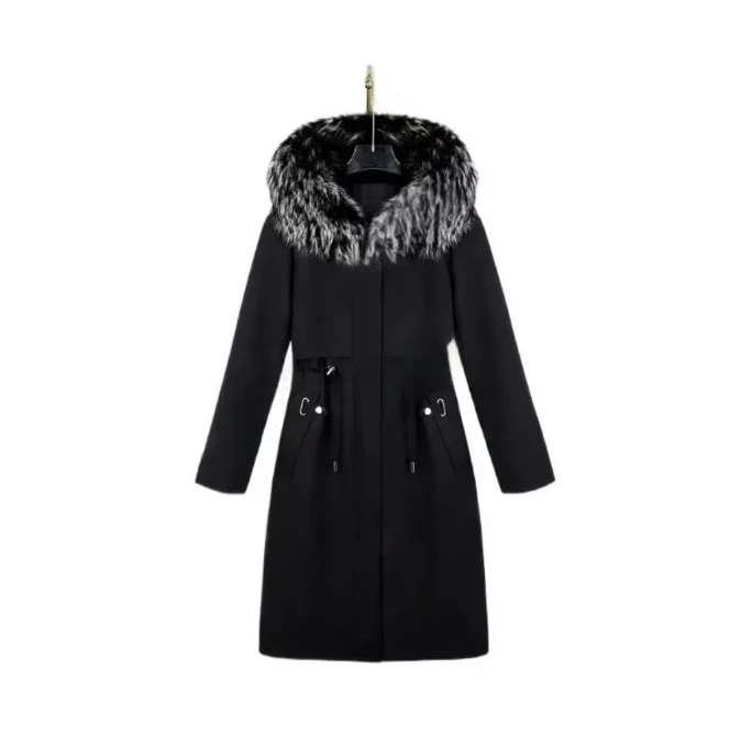 【若竹】貉子毛领兔毛内胆秋冬新款休闲女长款真毛派克服Q2321