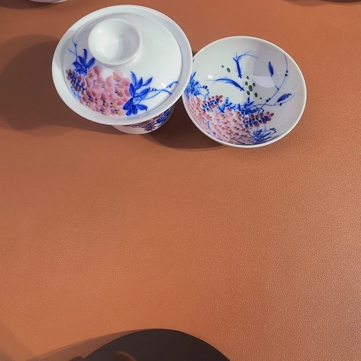青花手工手绘盖碗加杯子