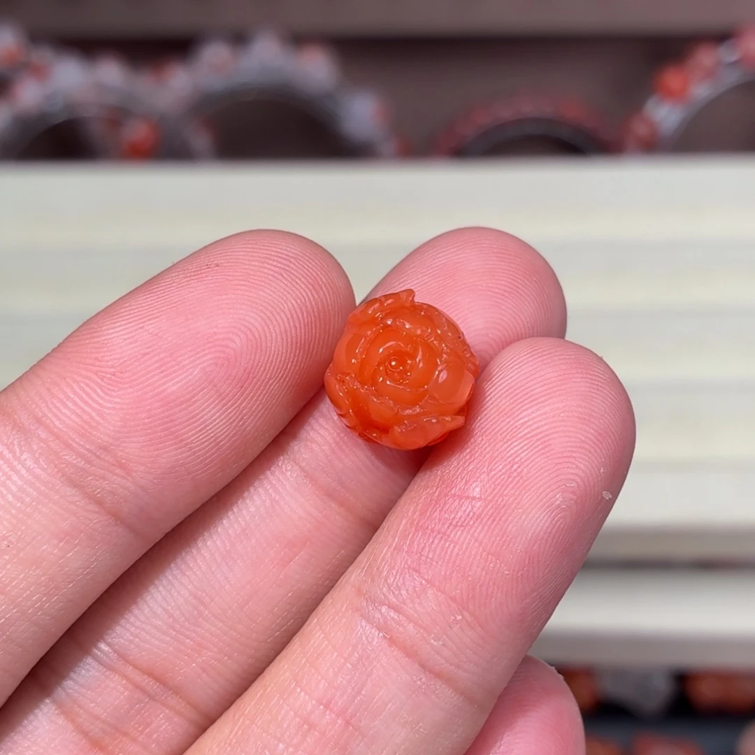 小***可未镶嵌川料南红玛瑙牡丹花1