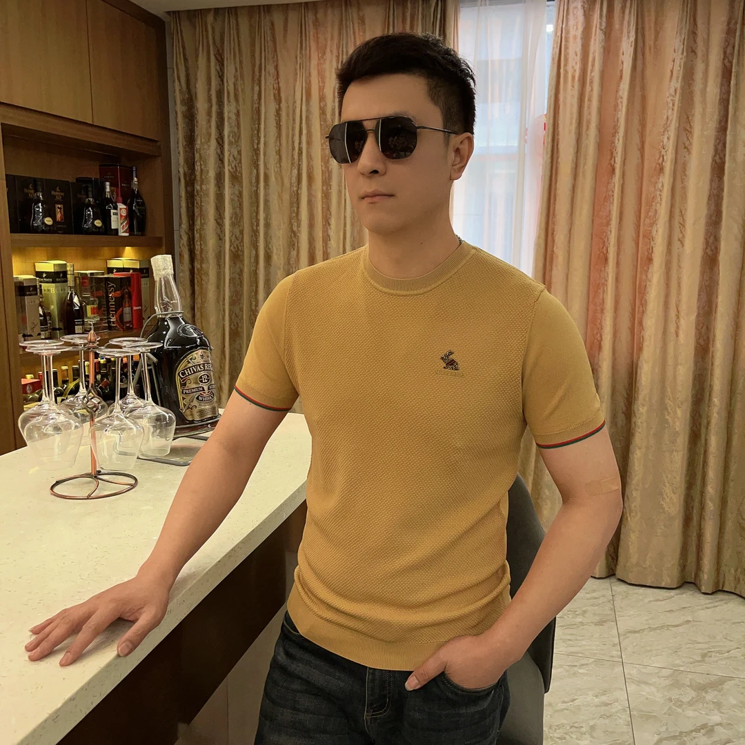 2025夏季男士新款潮流图案字母印花上衣时尚短袖T恤高品23011