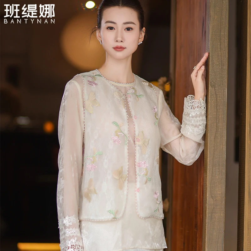 圆领马夹女装夏季中国风唐装刺绣复古气质薄款马甲时尚新中式