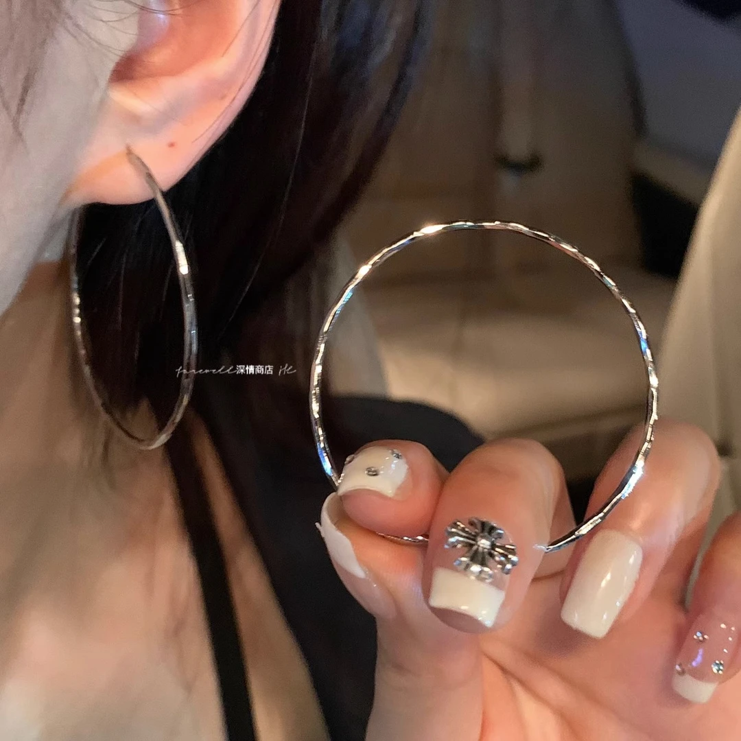 合金耳饰 S925银针大圈圈耳环网红2025年新款脸大适合耳