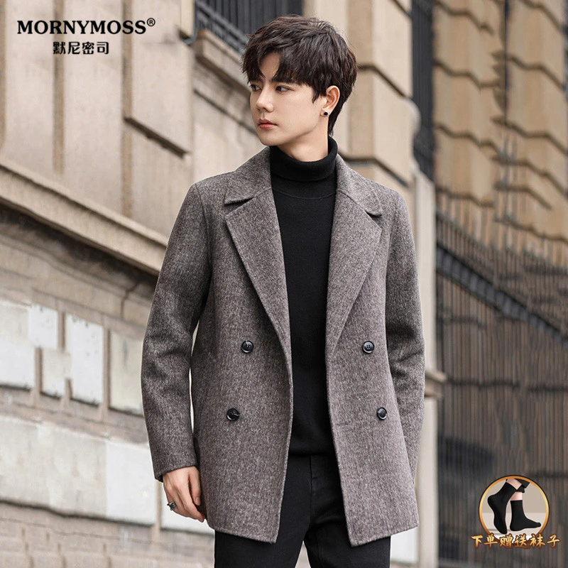 双面毛呢大衣男双排扣2025新款秋冬季加厚西装男呢子外套男士休闲