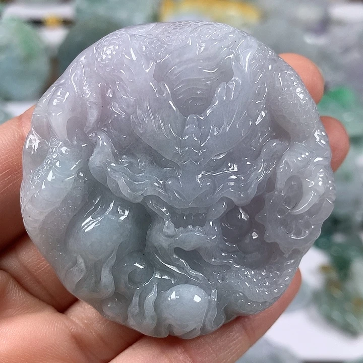 翡翠未镶嵌颈饰龙行天下两面工艺福利