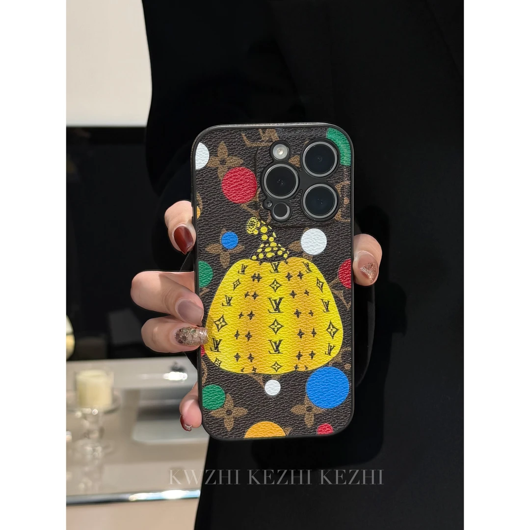 【壳之】高级彩波南瓜全包围皮质适用苹果16/15/14/13promax手机壳