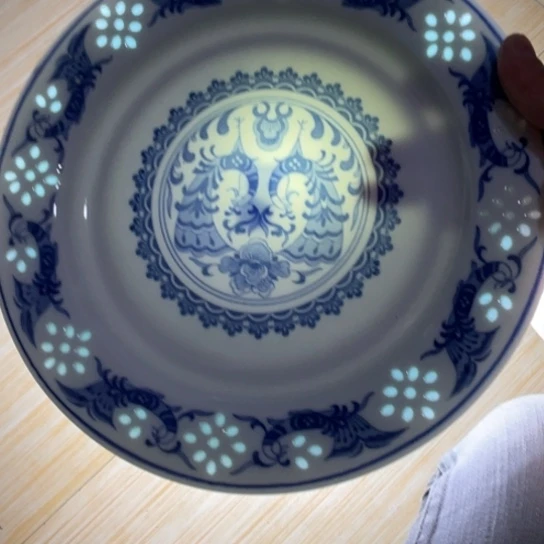 瓷片陶瓷陶瓷10英寸青花玲珑