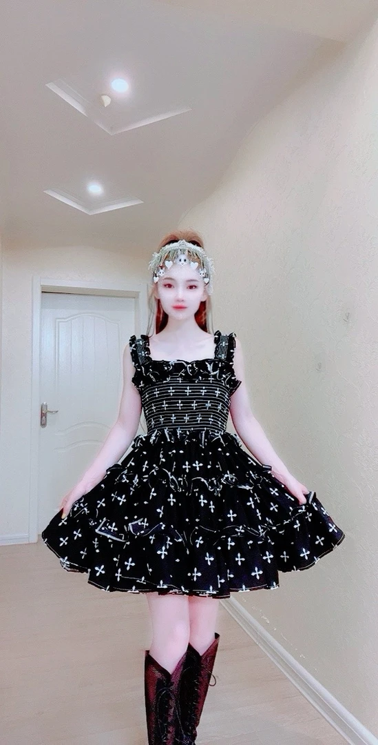 【面条家】5308#雪花飘飘 夏季收腰显瘦气质连衣裙