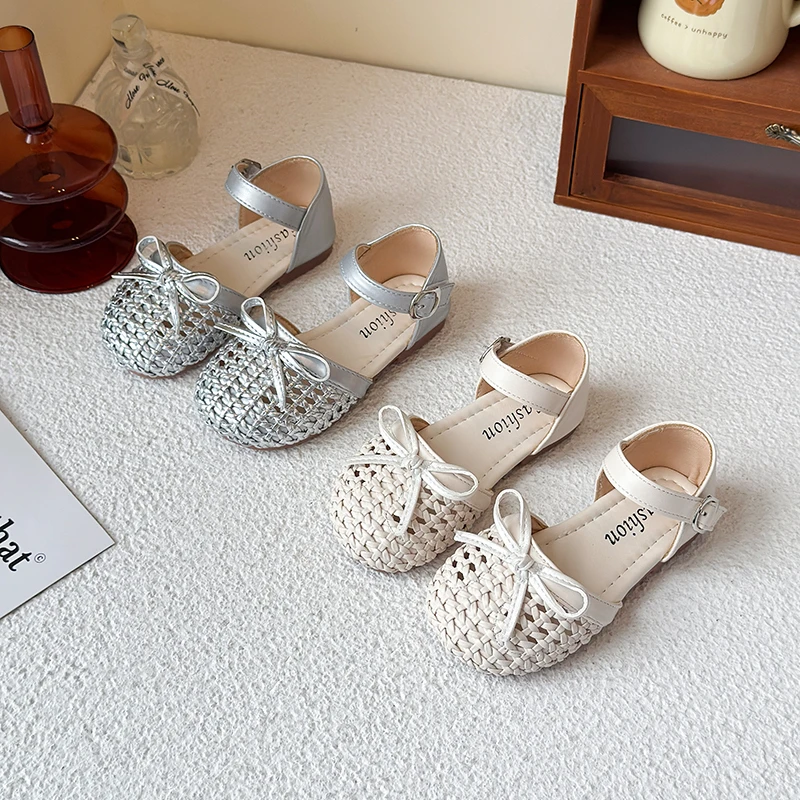 新款女童凉鞋宝宝鞋儿童夏季鞋子编织镂空包头软底小童女孩公主鞋