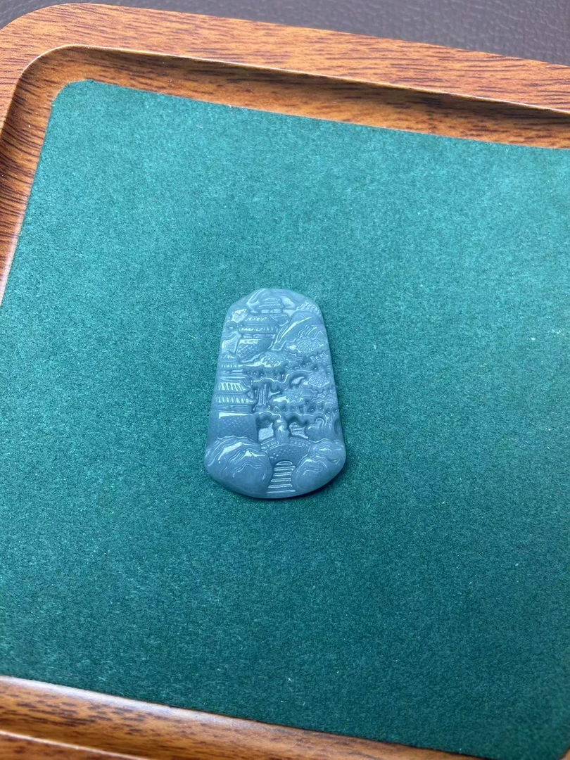 【抖音基地质检】纯天然翡翠A货山水牌挂坠(多样性拍一发一）