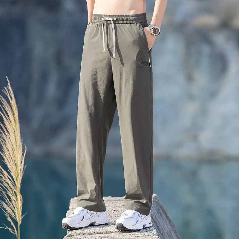 2025春夏季休闲裤男阔腿裤薄款透气男宽松直筒时尚