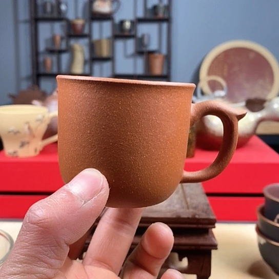 紫砂茶杯把手杯紫砂