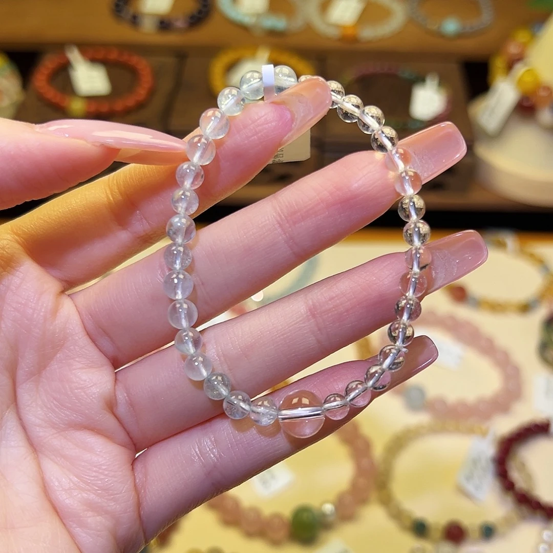 水晶手串银S925镀金镶嵌海蓝2061