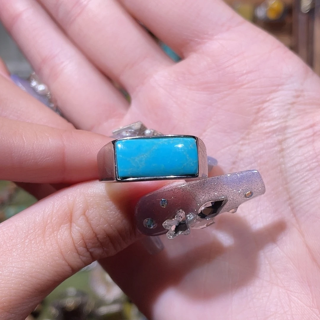 绿松石银S925镶嵌戒指