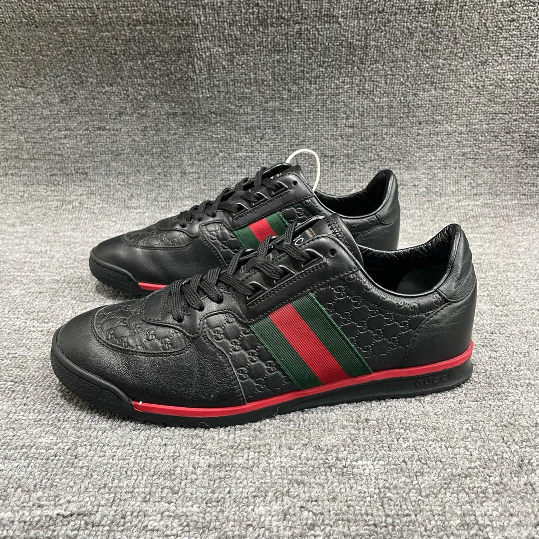 95新 GUCCI/古驰 95新 40码 黑色双G压花高尔夫休闲运动鞋 休闲鞋