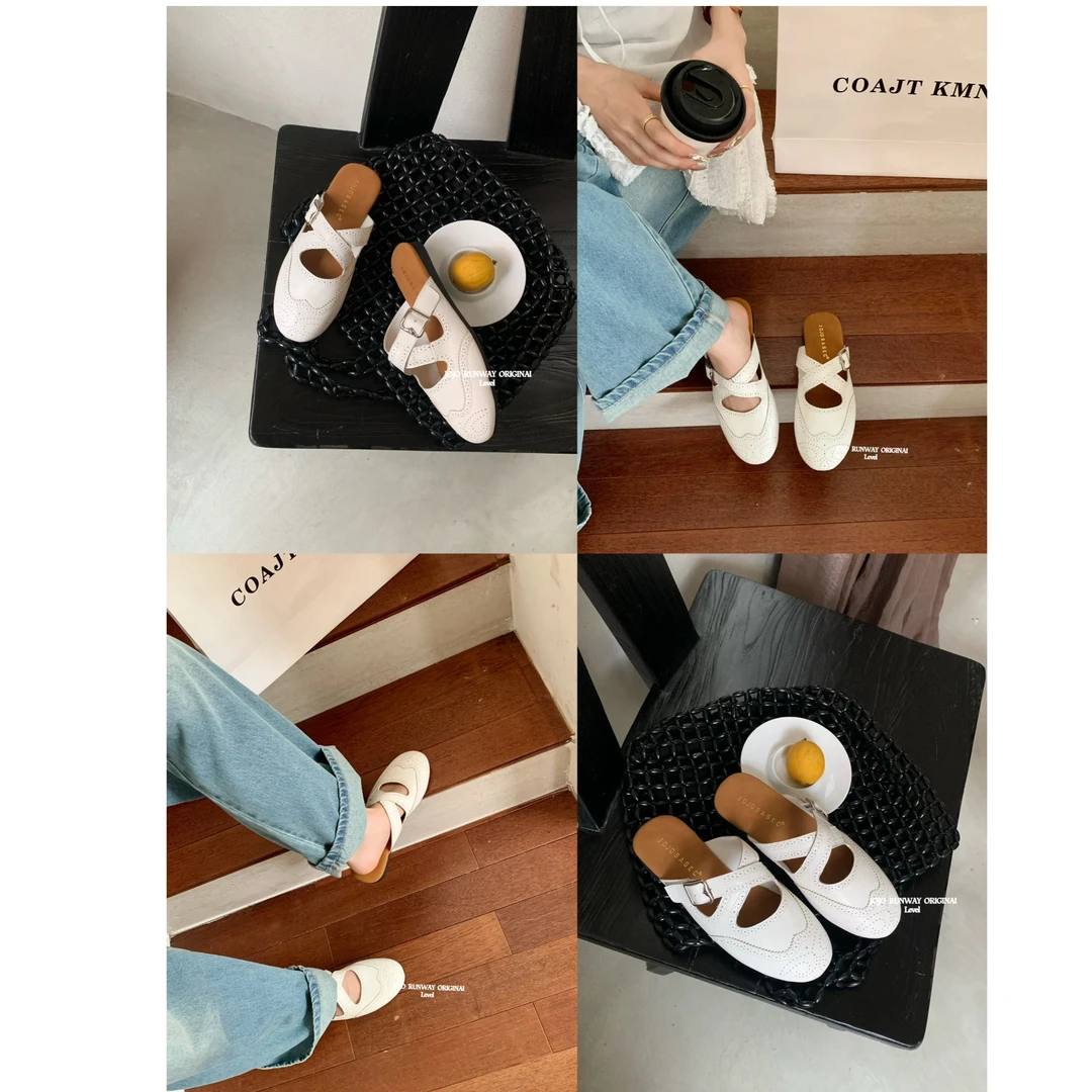 可可推荐~~~小众复古包头拖鞋女夏季外穿半拖凉鞋5500-1