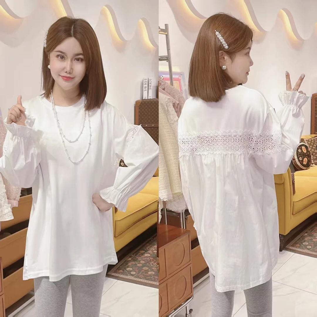 闺蜜精品112402【冬月桥】喇叭袖口大白T