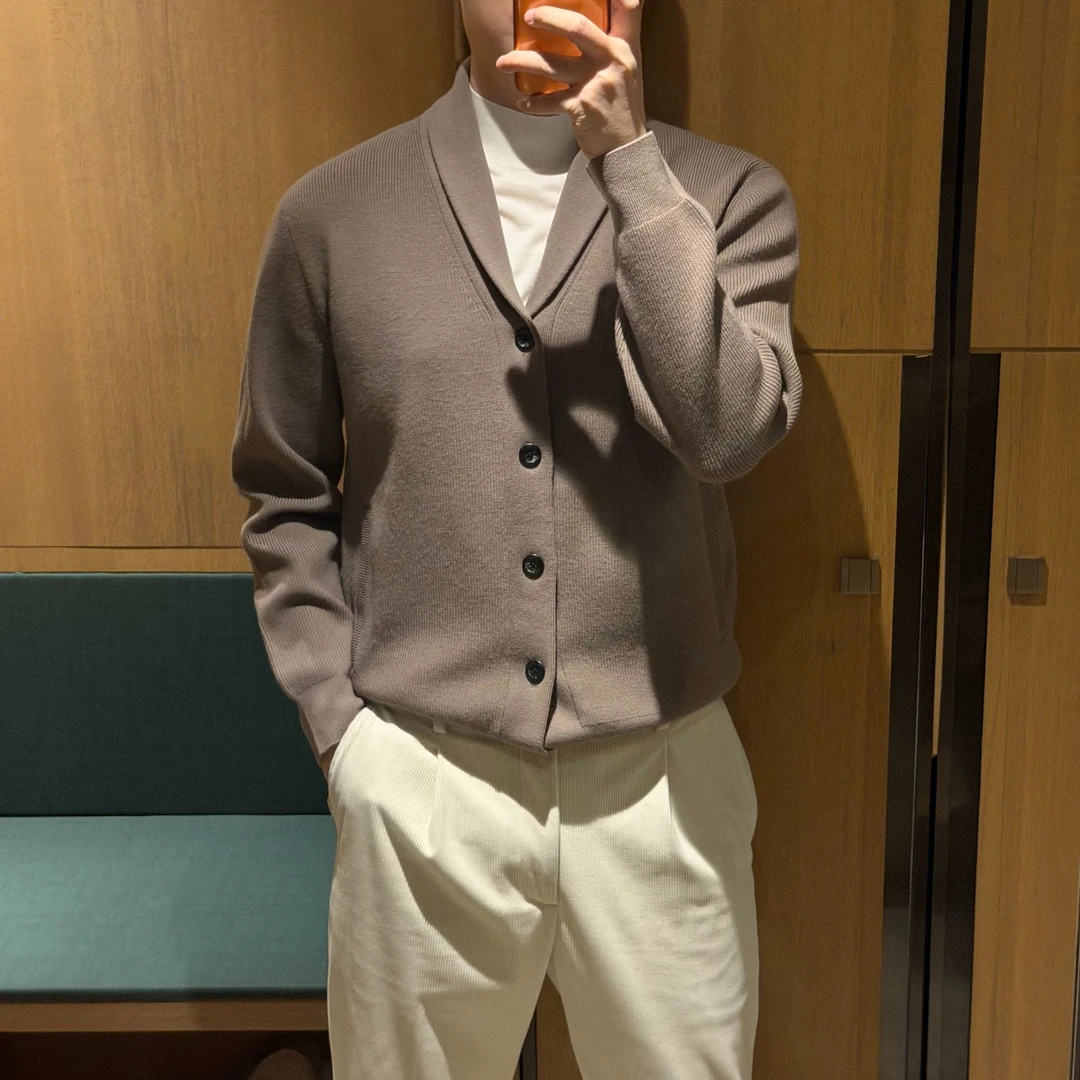 【诺可高定】”张力暴徒“塔斯马尼亚全羊毛青果领休闲百搭开衫 MY259