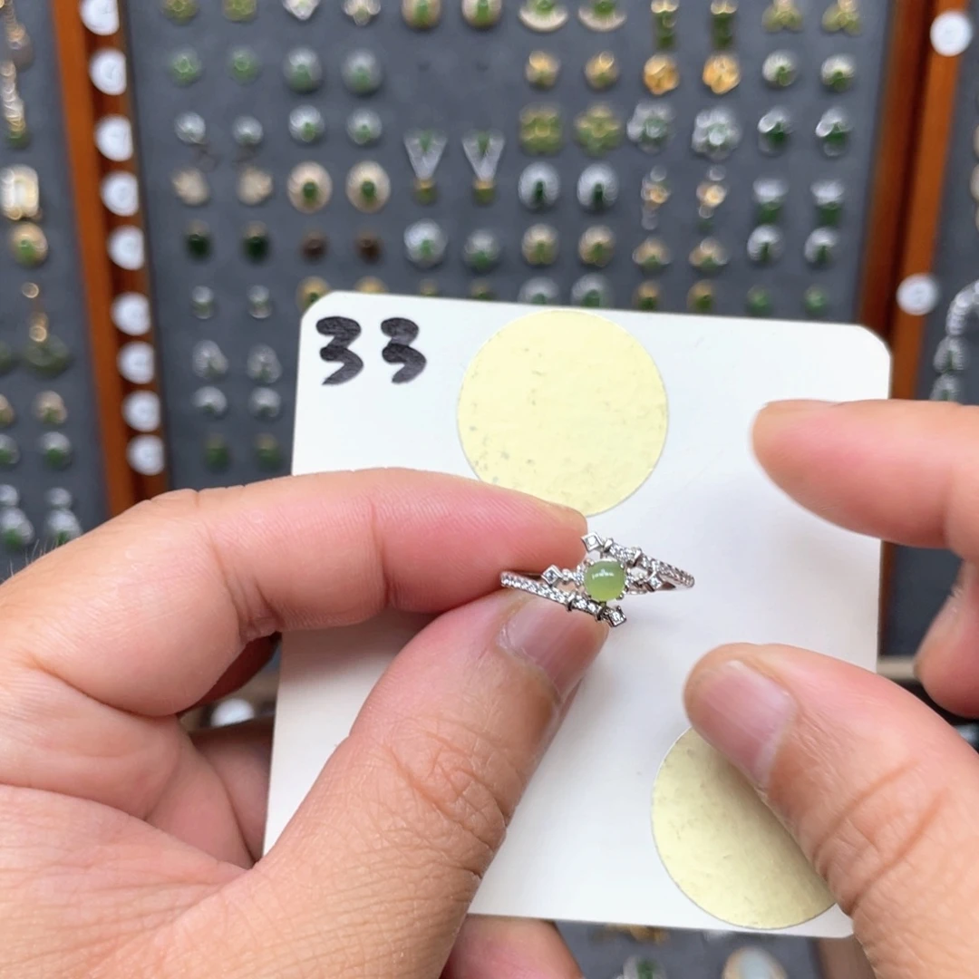 和田玉（碧玉）戒指银S925镶嵌和田玉33