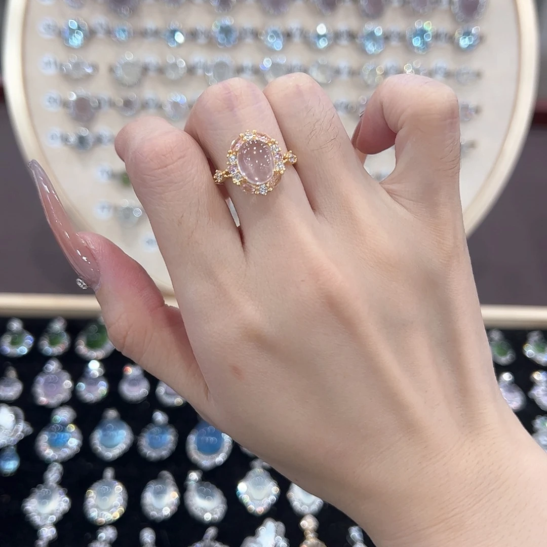 芙蓉石戒指银S925镶嵌