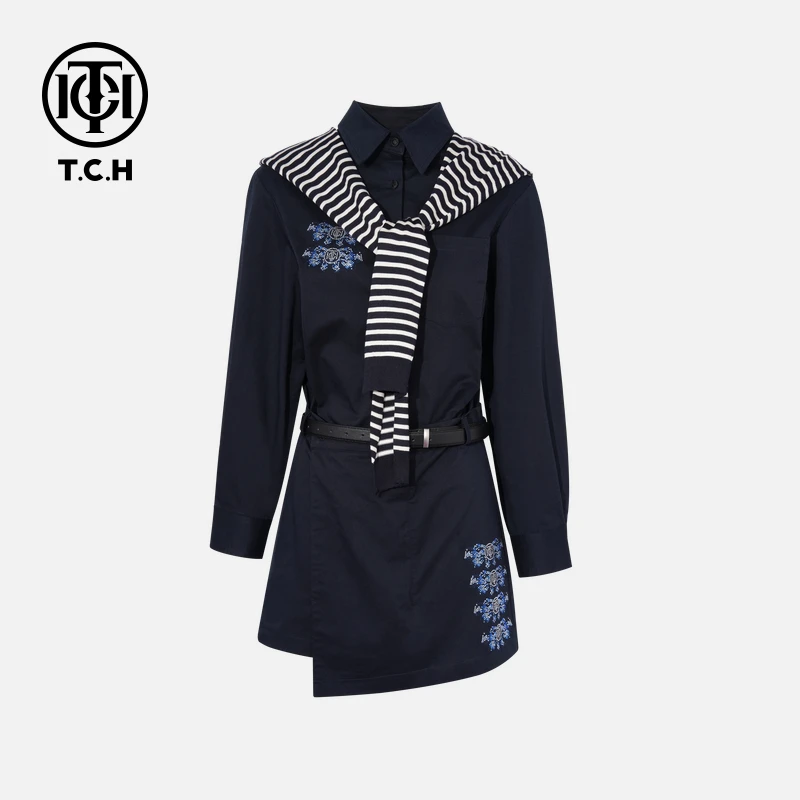 TCH私服烫钻工艺时尚秋季纯欲慵懒风连衣裙女T75C30E1102轻奢tch