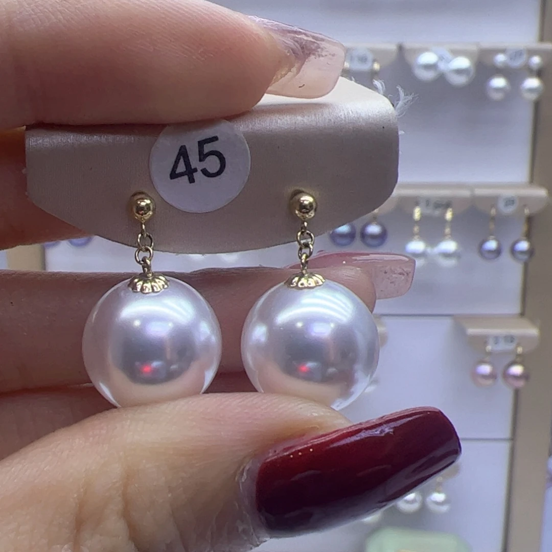 淡水珍珠耳饰18K金镶嵌