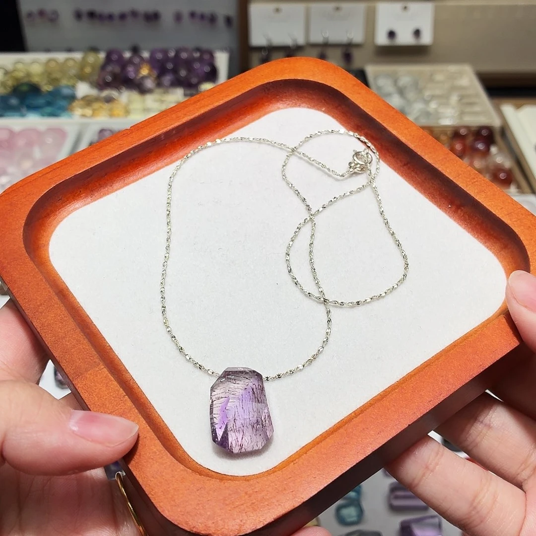 水晶未镶嵌吊坠(不含链)紫超七 随形 打孔定制不退换