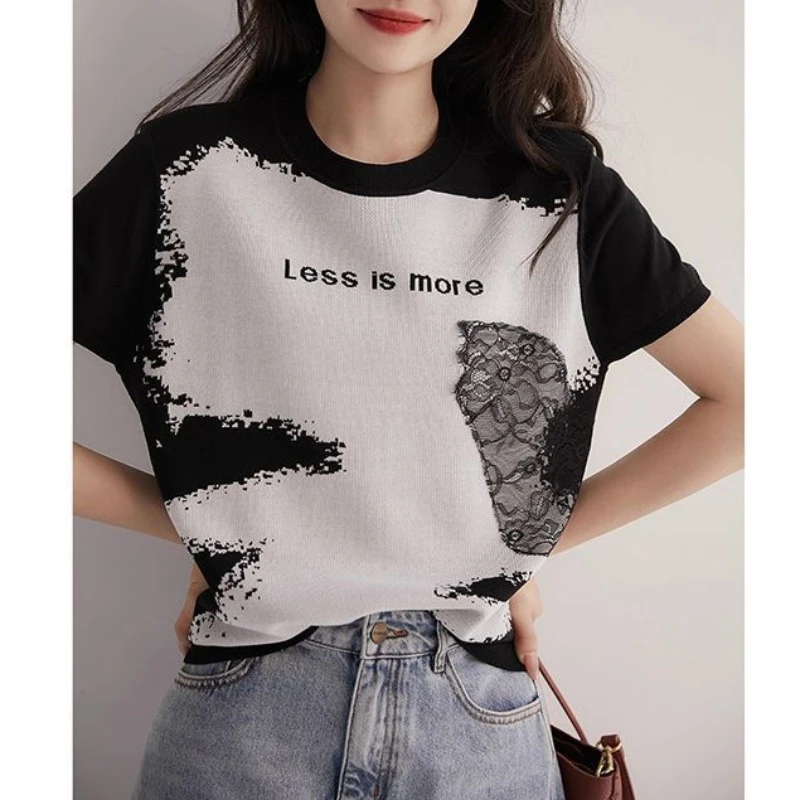 5097慵懒风女内搭五分中袖新款爆款针织短袖T恤夏上衣