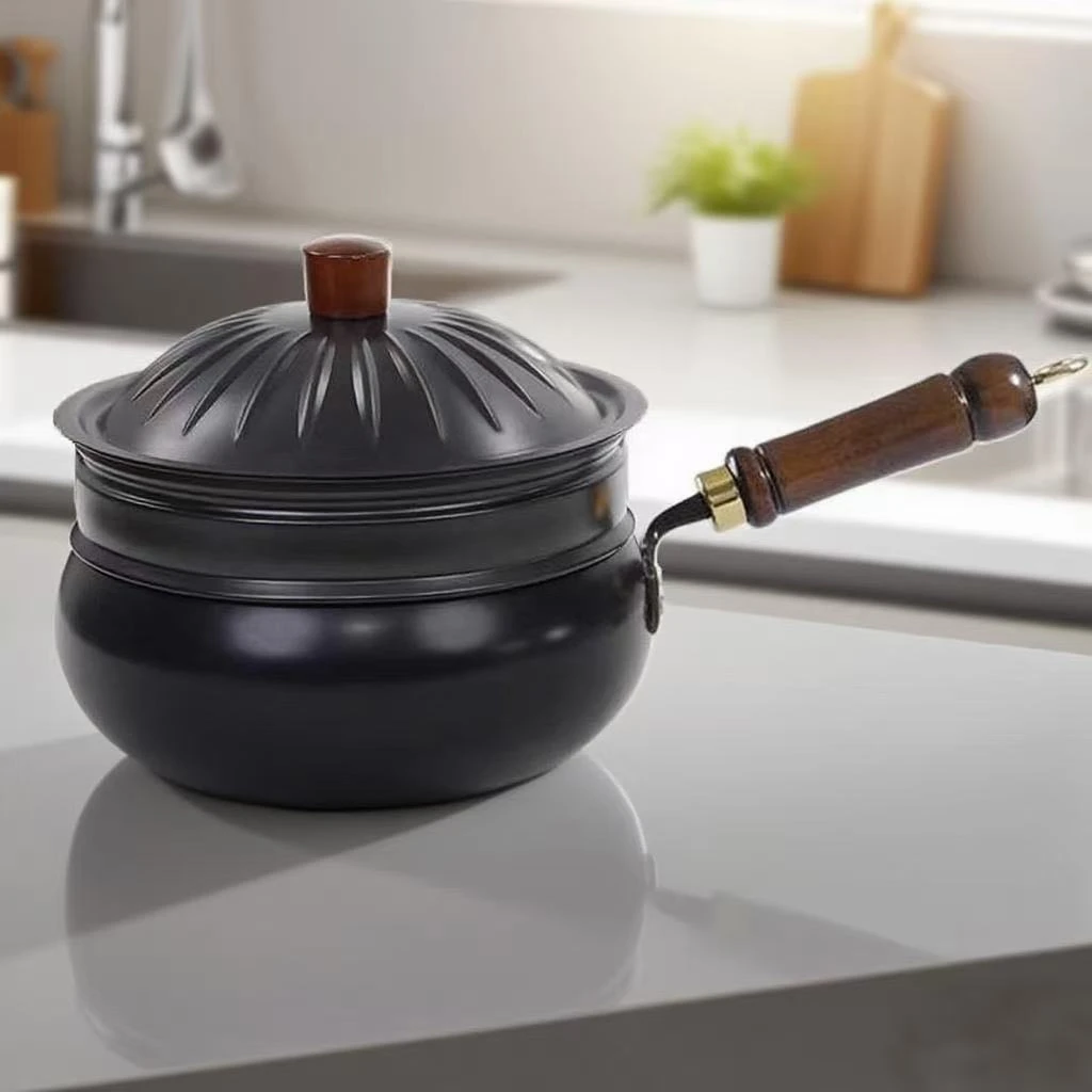 【开锅发货】24CM古法大肚锅送蒸笼双面陶瓷釉不粘锅