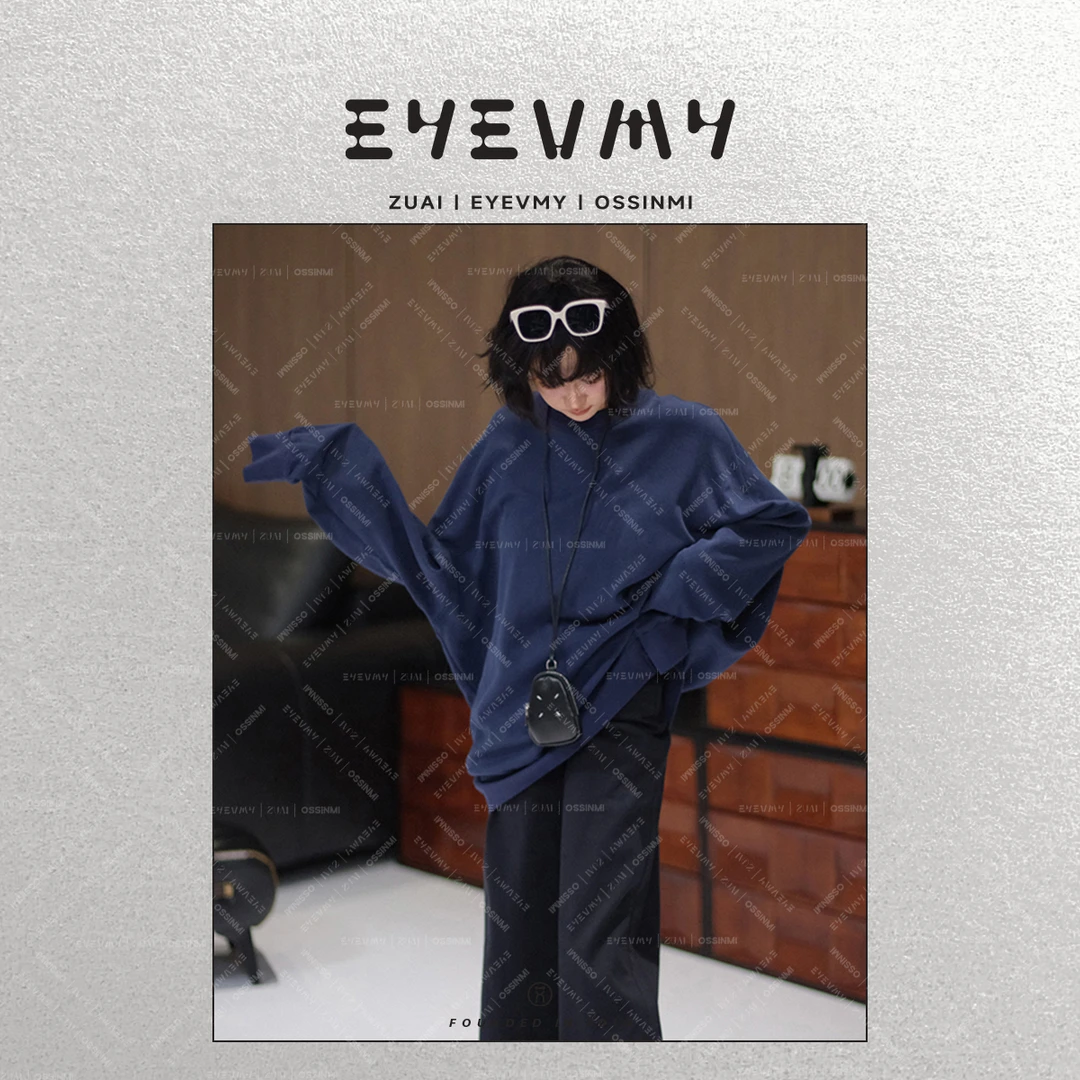 【拉夫蓝卫衣】极简风藏青蓝圆领经典版大版上衣WT44GYQ012