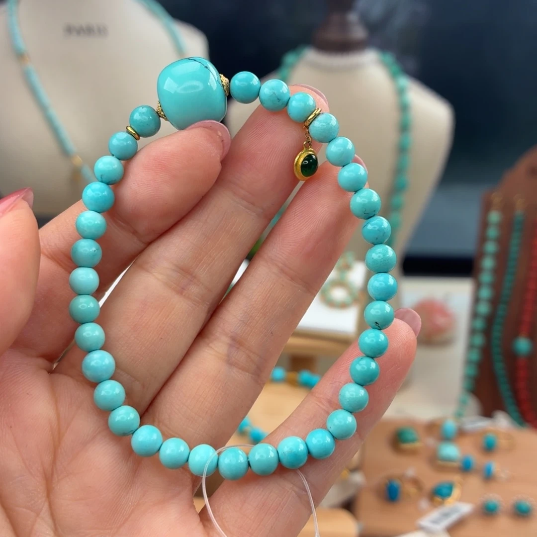 绿松石18K金镶嵌手链