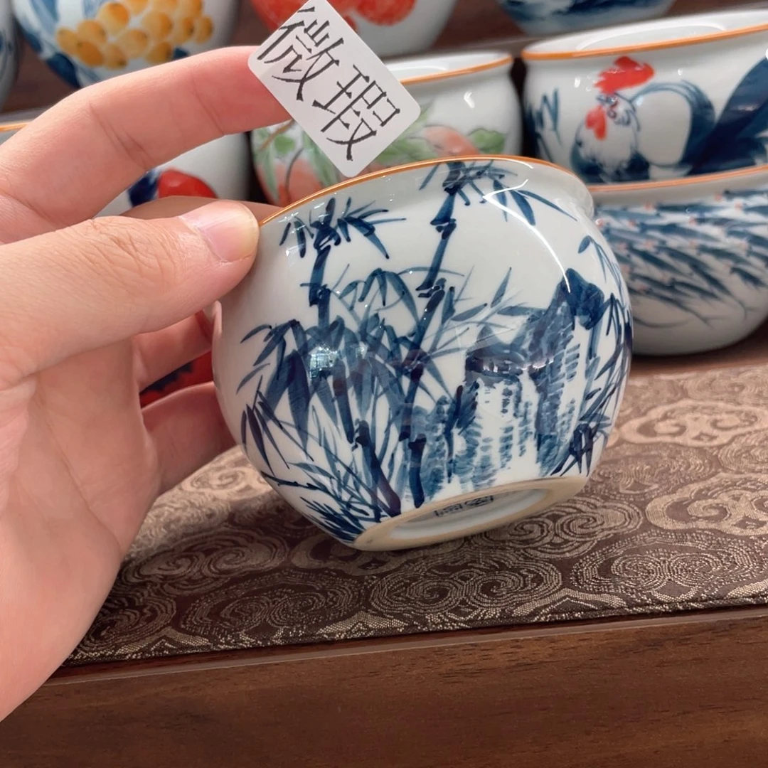 釉下手绘茶具微瑕