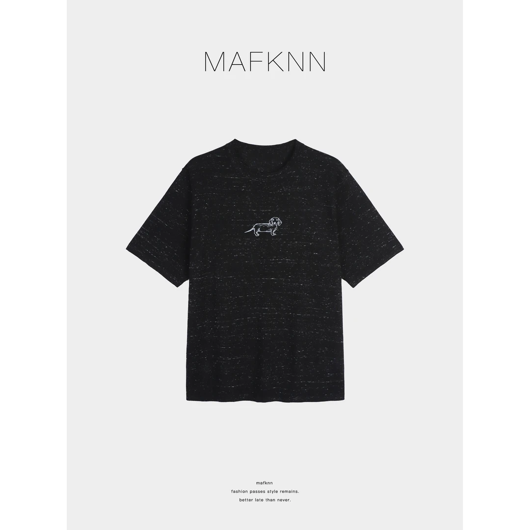 MAFKNN/玛肯时尚休闲简约纯色百搭圆领小狗T恤MK12903