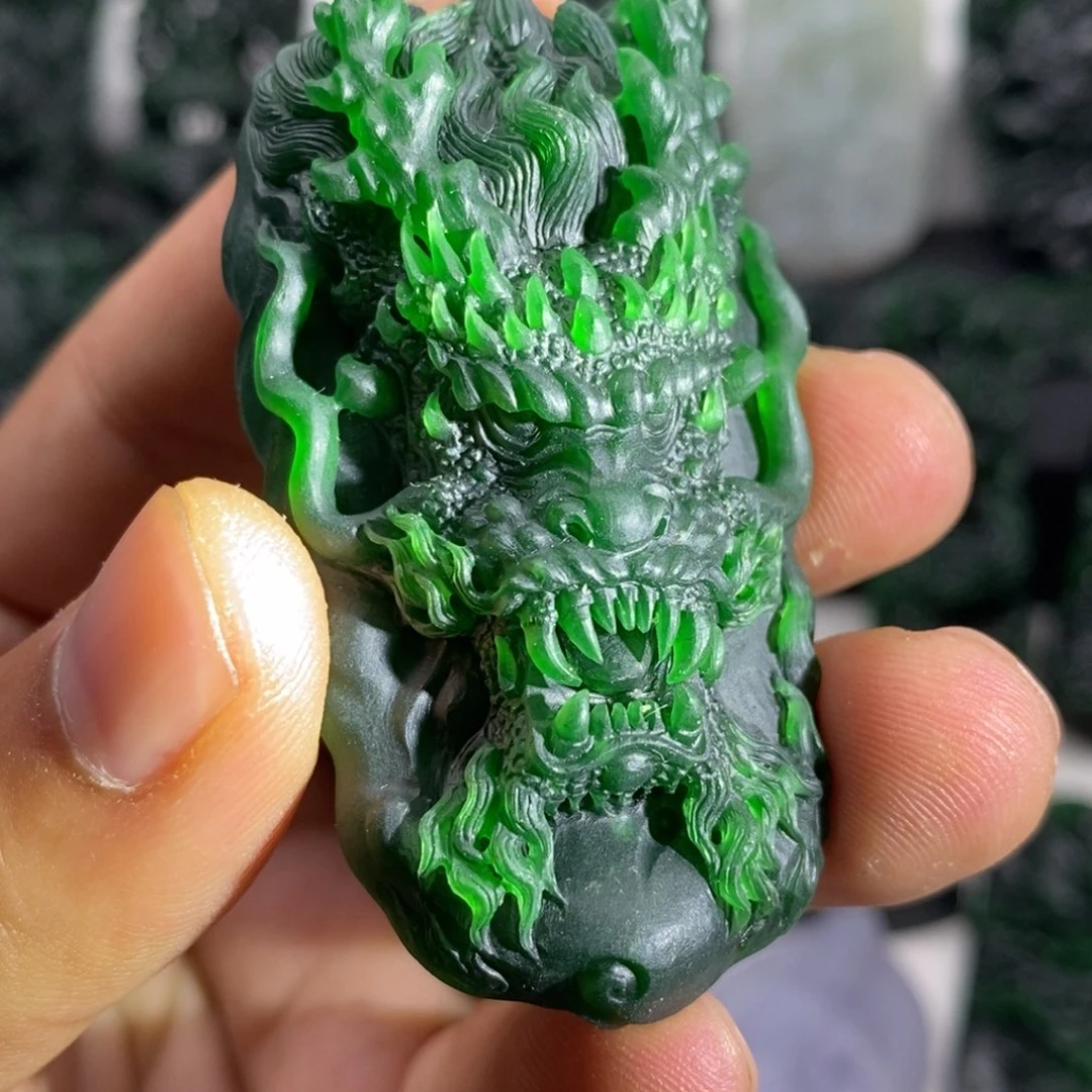 定制翡翠未镶嵌天然翡翠A货龙头龙牌