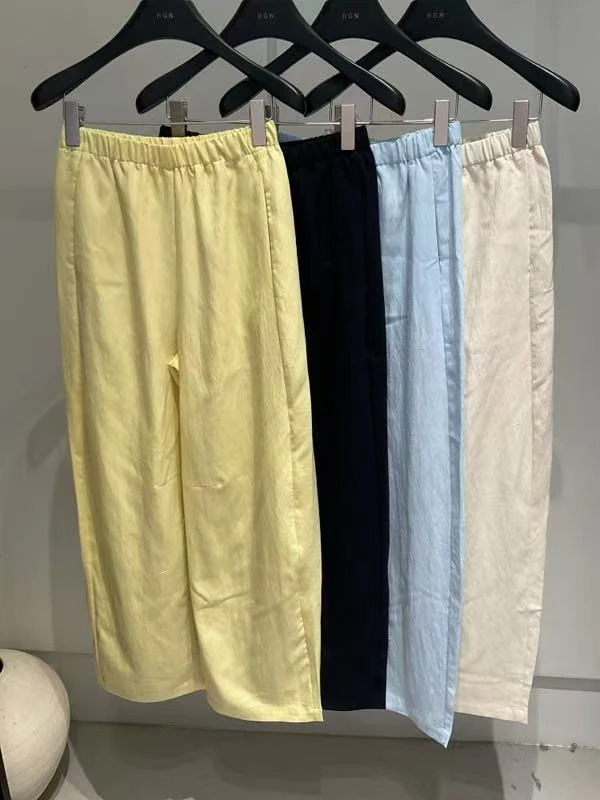 休闲松紧腰光版长裤