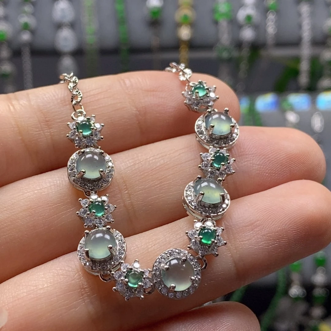 颈饰银S925镶嵌翡翠24号