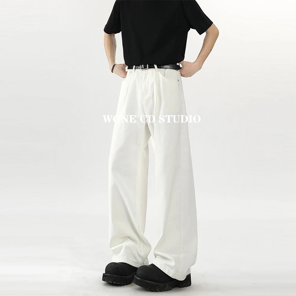 Cleanfit秋冬美式复古美拉德牛仔裤男女纯色直筒宽松长裤子男生潮