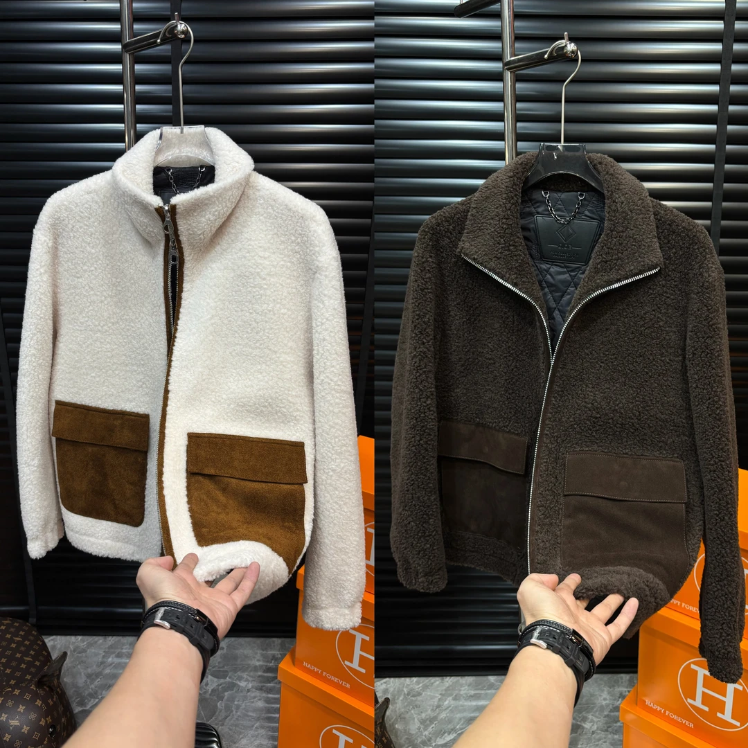 【清澈男装轻奢出品L88158/QNCH/100％羊毛拼皮夹克外套