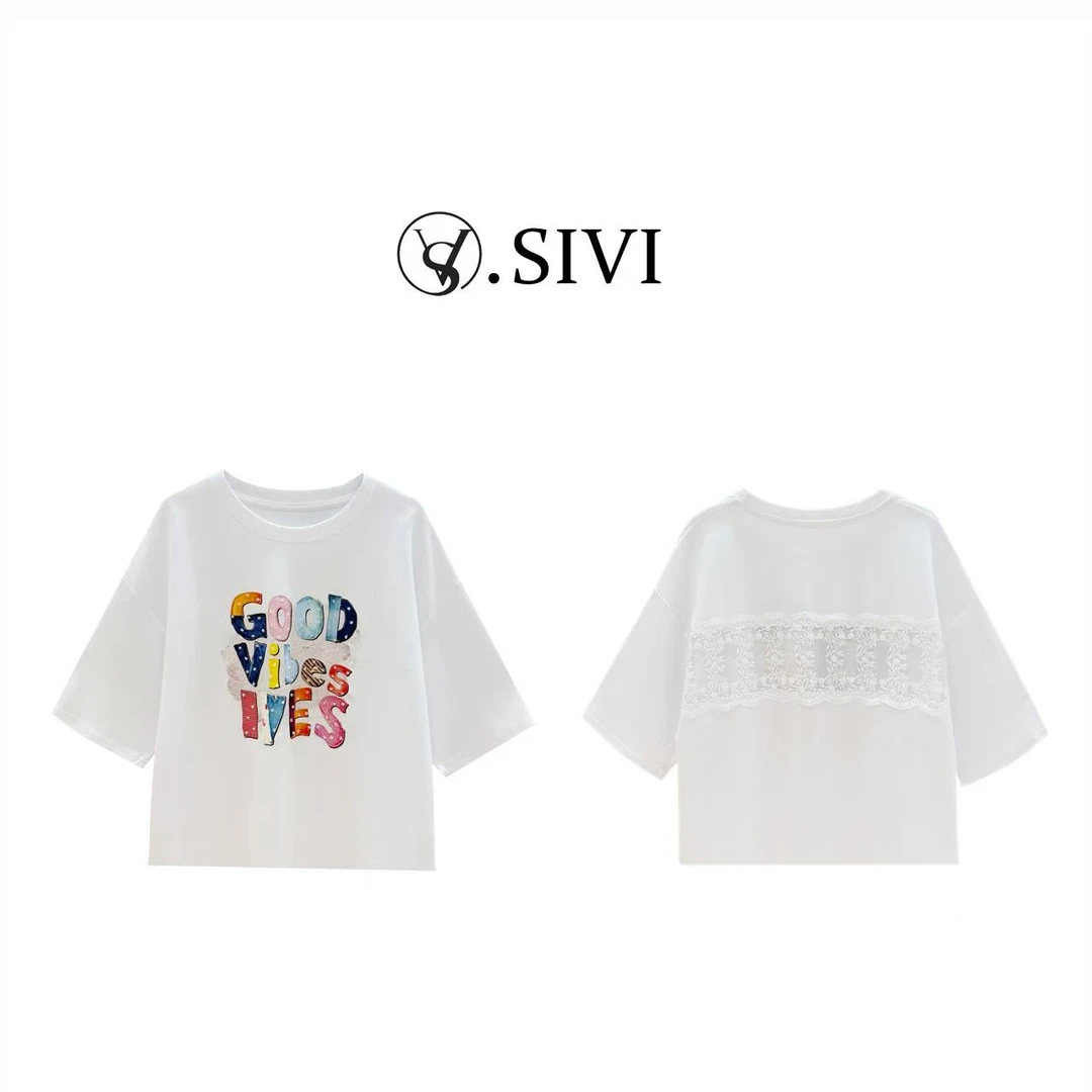 【彩色字母】女士夏季圆领宽松上衣女生速干甜辣风半袖T恤H2882