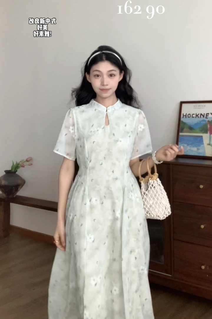 2370 “长乐未央”提花刺绣印花日常改良新中式连衣裙